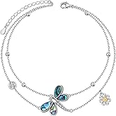 JZMSJF 925 Sterling Silver Dragonfly Anklet Dragonfly Bracelet Jewelry for Women