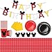 Mouse Party Supplies Set, Large Plates Cups Napkins Tablecloth Tableware Kit for Kids Party Decorations Mouse Theme Party Supplies