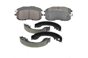 EXPPOWER Replacement for Front Ceramic Brake Pads + Rear Shoes for 2007-2012 Nissan Cube Sentra Versa modles
