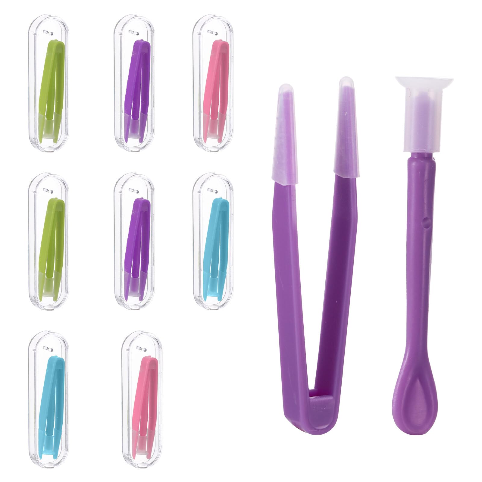 AXVOOMA Contact Lenses Applicator, 8Pcs Contact Lens Remover Tools Portable Plastic Contact Lens Tweezers Contact Lens Suction Stick Handler with Storage Case for Outgoing Travelling