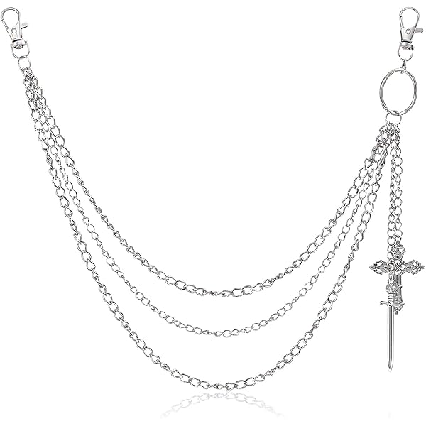 Amazon.com: Punk Wallet Chain, Gothic Cross Layered Jeans