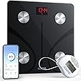 RENPHO Smart Scale and Tape Measure, Digital Bluetooth Scale with Tape Measure for Body Measuring, Weight Loss, Muscle Gain, Gift, 400lbs, Inches/cm
