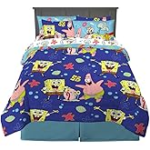 Spongebob Squarepants Kids Bedding Super Soft & Cozy Reversible Microfiber Comforter and Sheet Set with Sham, 7 Piece Queen Size, (Officially Licensed Product) by Franco