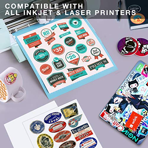 JANDJPACKAGING Printable Vinyl for Inkjet &amp; Laser Printer - 30 Pack ...