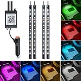 Sebikam 4-Piece Car Interior LED Underdash Lighting Kit - Car Auto Floor Lights with Car Charger Included - Glow Neon Light Strips Decoration For Cars - APP Controlled for iPhone Android