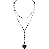 Sacina Layered Beaded Heart Choker, Heart Necklace, Gothic Emo Grunge Necklace, Goth Jewelry, Valentine Christmas Gift for Women