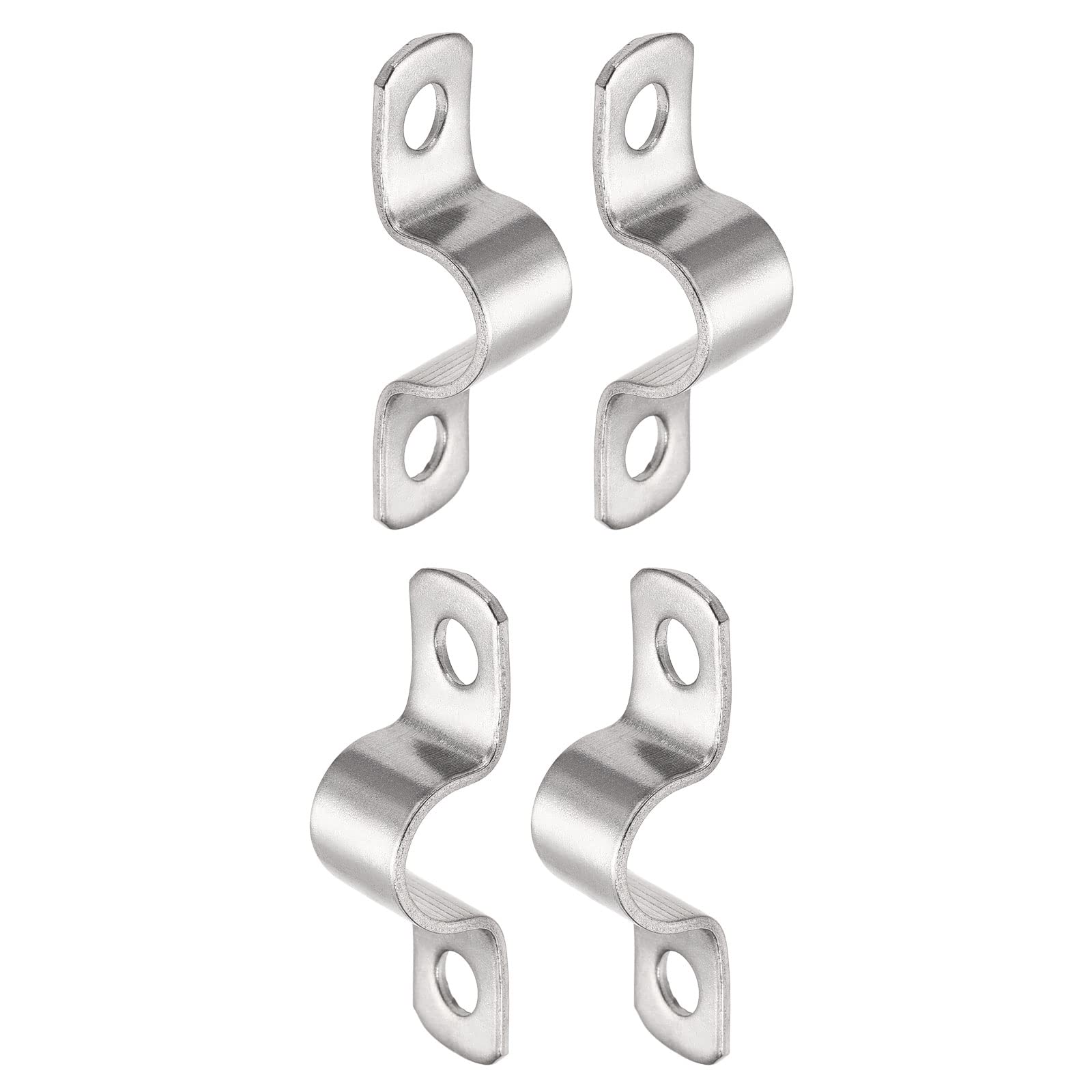 DTGN 19mm(W) Two Hole Strap - 4Pack - Good for Industrial 16mm Dia Pipe Fixing - 304 Stainless Steel Rigid Pipe Strap Clamp - Silver Tone