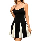 XinFSh Womens Summer Spaghetti Strap Mini Dress Flowy Aline V Neck Patchwork Short Dresses Party Night Out Graduation Dress