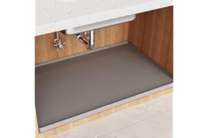 34"x22" Under Sink Mat Waterproof Silicone Protector with Raised Edges Anti-Slip Cabinet Liner for Kitchen Bathroom Leakproof