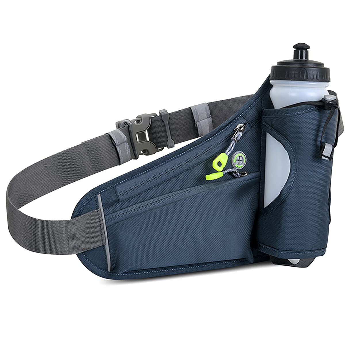 Waist Fanny Pack Waterproof Running Waist Bag Bumbags Cycling Bum Bag with Water Bottle Holder Travel Walking Dog Climbing Hiking Cycling Outdoor Sport Waist Bag with Reflective Strips (Dark Grey)