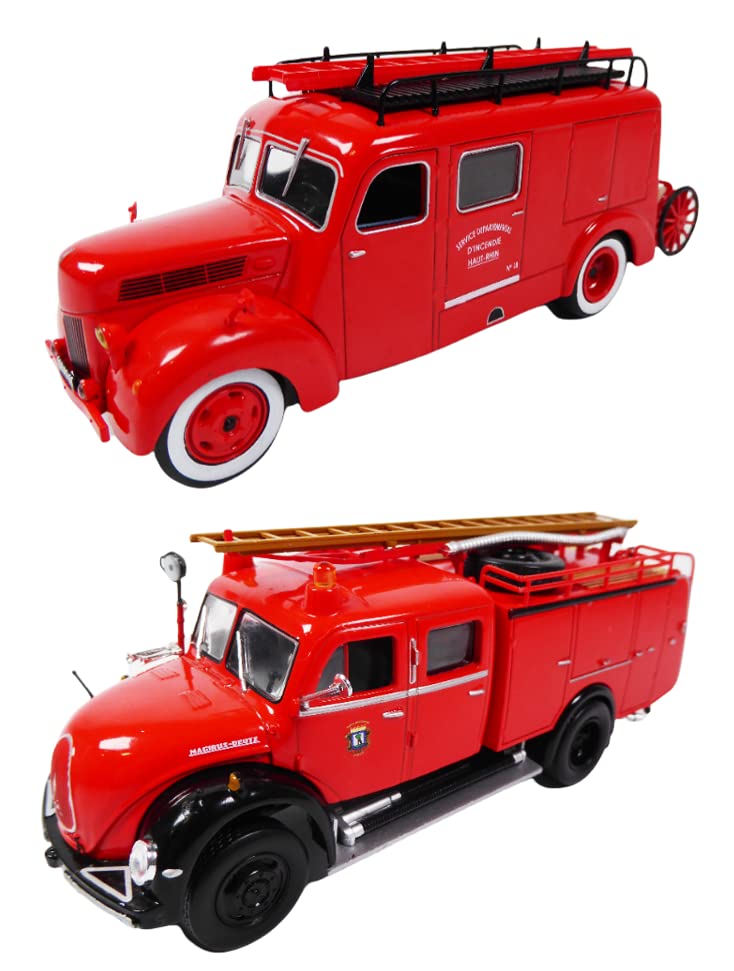 OPO 10 - Lot of 2 fire trucks 1/43 compatible with MAGIRUS DEUTZ + FORD F798 T / P01+P09