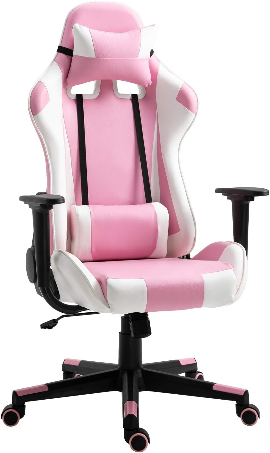 Modern-Depo Gaming Chair with Headrest and Lumbar Support, Height