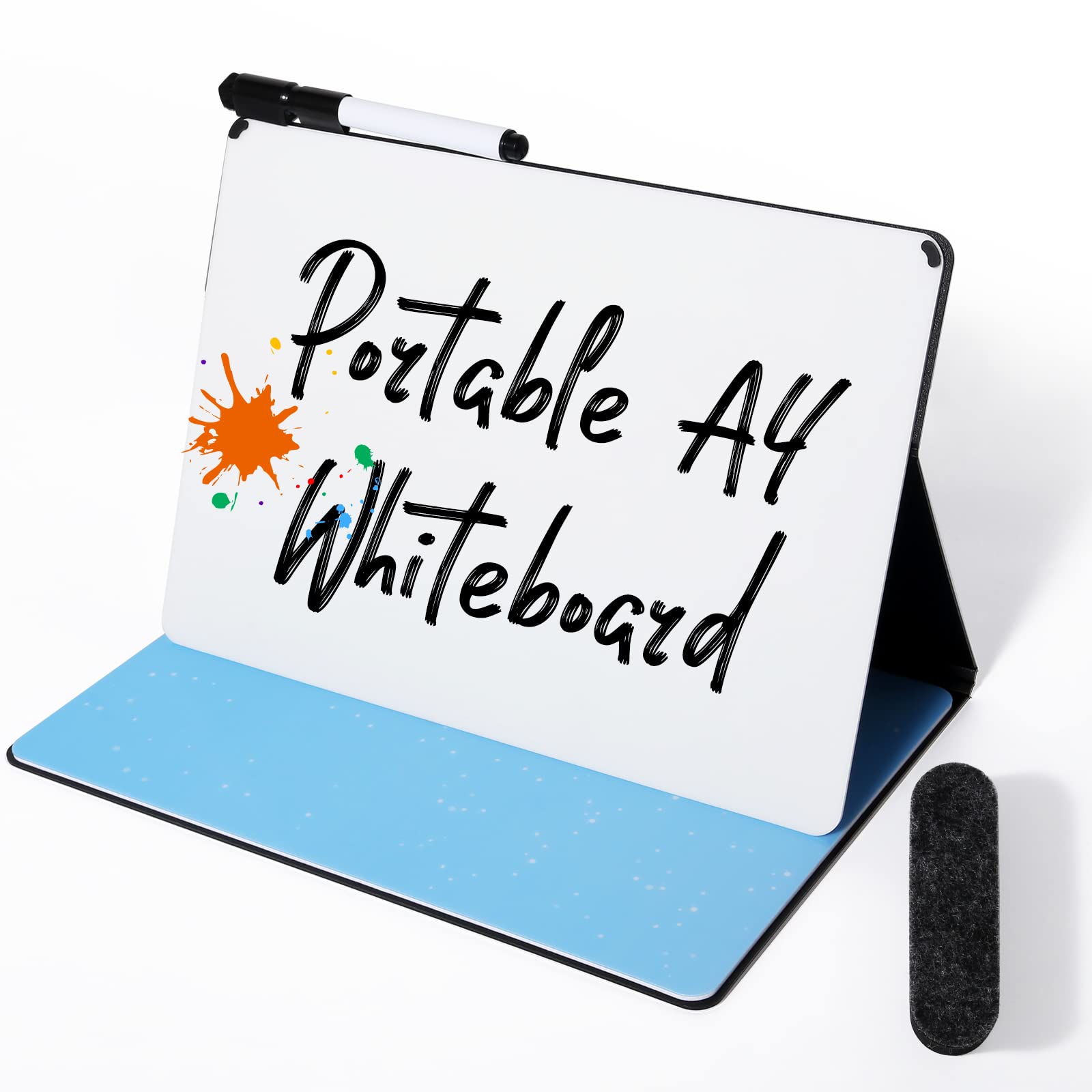 AGM A4 Mini Portable Whiteboard Notebook, Book-Style Small Whiteboard with Pen and Eraser, for Study, Meeting, Draft, Notes, Doodling