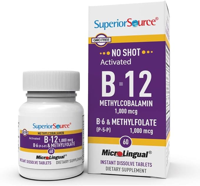Superior Source No Shot Vitamin B12 Methylcobalamin 1000 mcg Sublingual