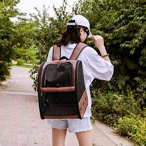 C&W Bird Carrier with Wooden Stand Bird Travel Cage Leather Pet Travel Carrier Small Parrot Supplies, 13 x 11x16 in