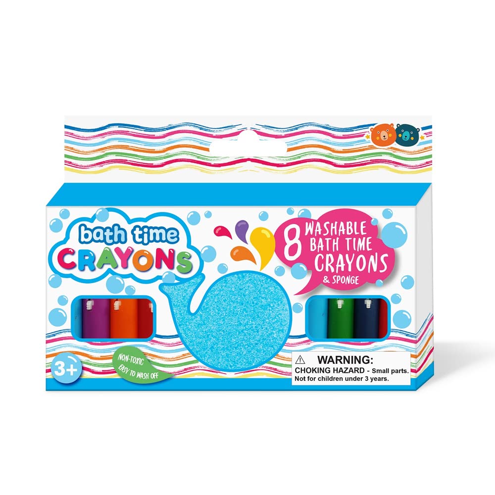 8pc Bath Time Washable Crayons w/ Sponge Kids/Children Writing/Drawing Pen 3y+, Multi Colours