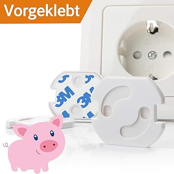 Avantina® 24x Steckdosen Kindersicherung I Steckdosenschutz mit Drehmechanik und integrierter Klebefläche für eine schnelle u