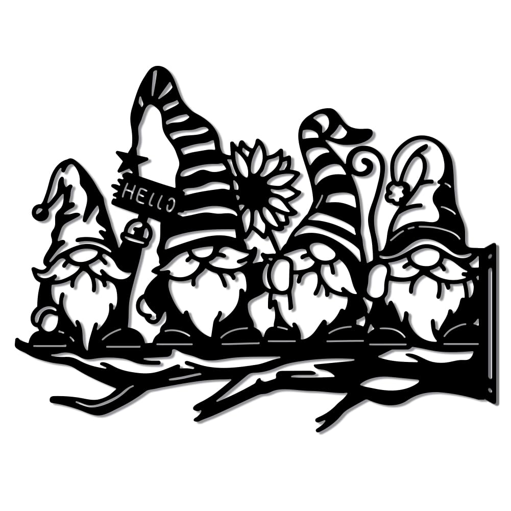 WADORN Dwarf Gnome Yard Silhouette Stake, Garden Statues Gnome Signs Dwarf Silhouette Decor Art Outdoor Decorative Stake Decor for Patio Garden Outside Lawn Thanksgiving Christmas