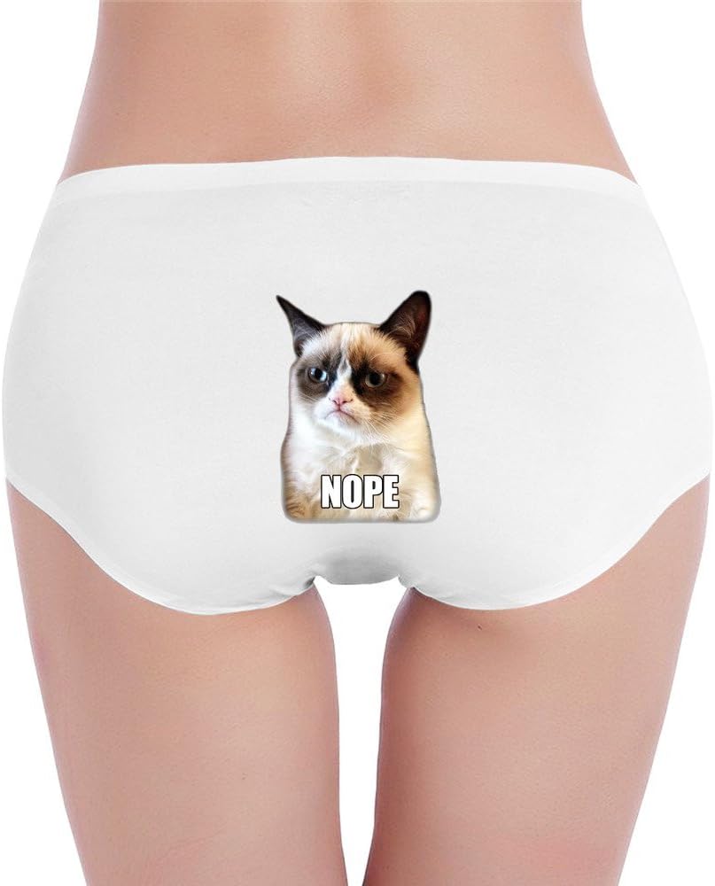 YYHU - Women's Comfort Grumpy Cat Nope Expression String Bikini Panties Black