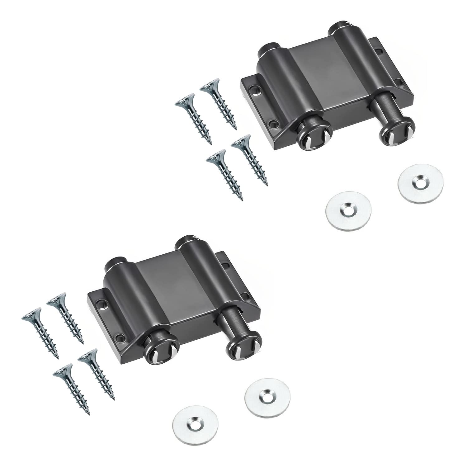 TERF® Push to Open Door Catch Black Double Magnetic Pressure Touch Release Catches Latch for Open and Close The Door with a Single Push including Fixing Screw - Pack of 2