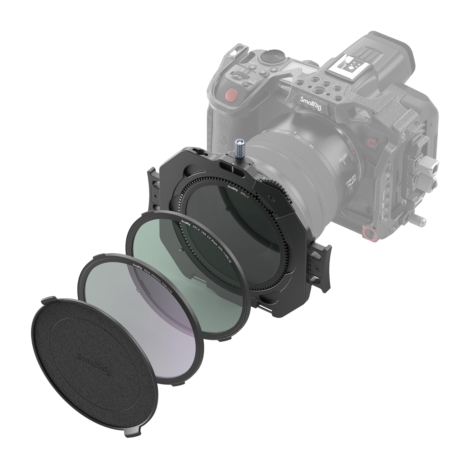 SMALLRIG Filter Kit with Adjustable Clamp from 67mm - 82mm, with CPL Filter and Black Diffusion 1/4 Filter, for DSLR Mirrorless Cameras - 4412