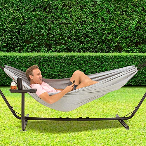 VITA5 Hängematte mit Gestell Outdoor - Hängematte 2 Personen für Garten & Balkon - Doppelhängematte mit Getränkehalter… – Bild 7