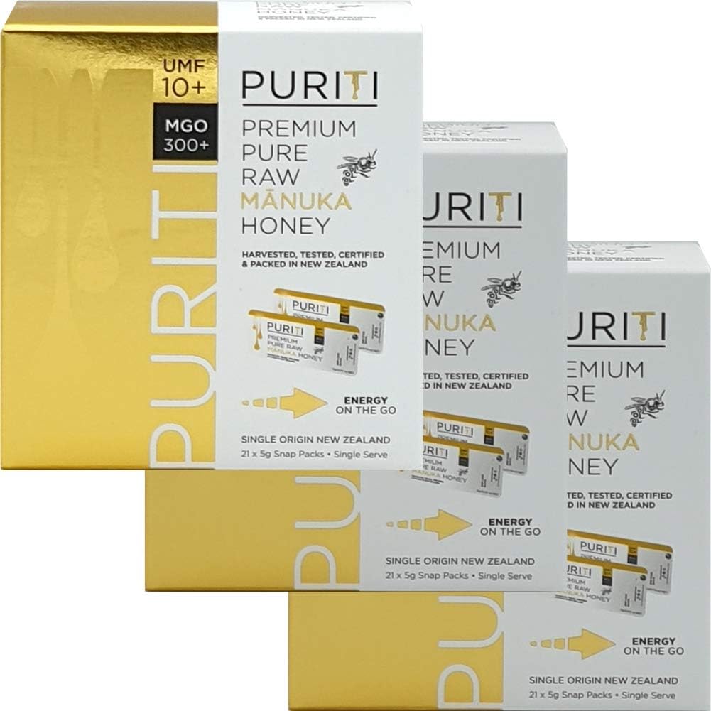New Zealand Pure Manuka-Honey UMF10+ (MGO300+) Snap Packs (5g x 21) (3 Box)