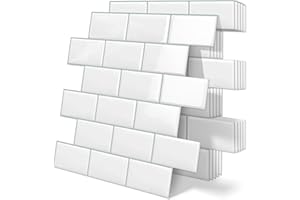Tiwoos 10 White Peel and Stick Backsplash Tiles for Kitchen Self Adhesive Wall Subway Tile (30.5cm×30.5cm)