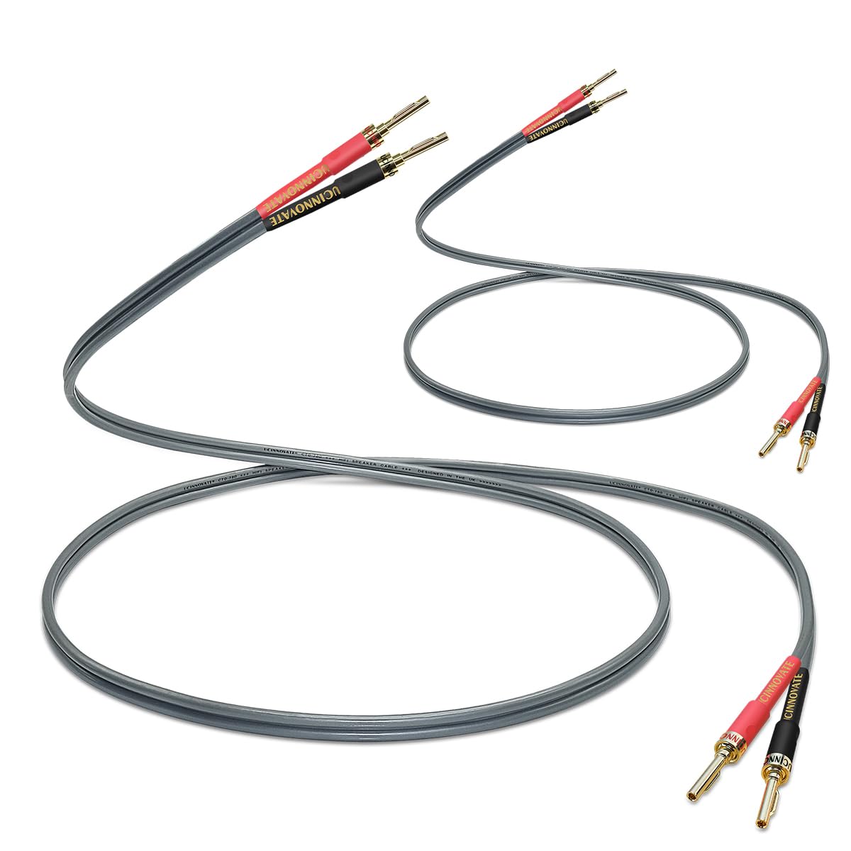 WOWLED Bi-Wired OFC Speaker Cable with Pin Banana Plugs, 2 Pack 12AWG 4m / 13FT HiFi Cold Welding Oxygen Free Copper Speaker Wire Cable with Plated Banana Plugs for Audio Home Theater Audiophile