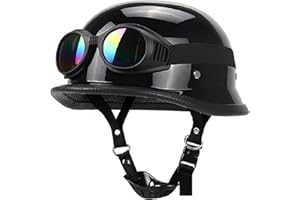 JianJud Retro German Style Open Face Beanie DOT Approved Baseball Cap,Low Profile Motorcycle Vintage Moped Scooter Motorbike 