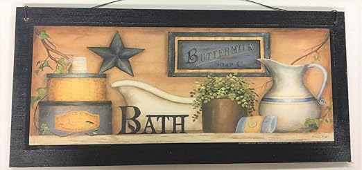 Amazon Com Starlight Bath Country Bathroom Wooden Wall Art Sign