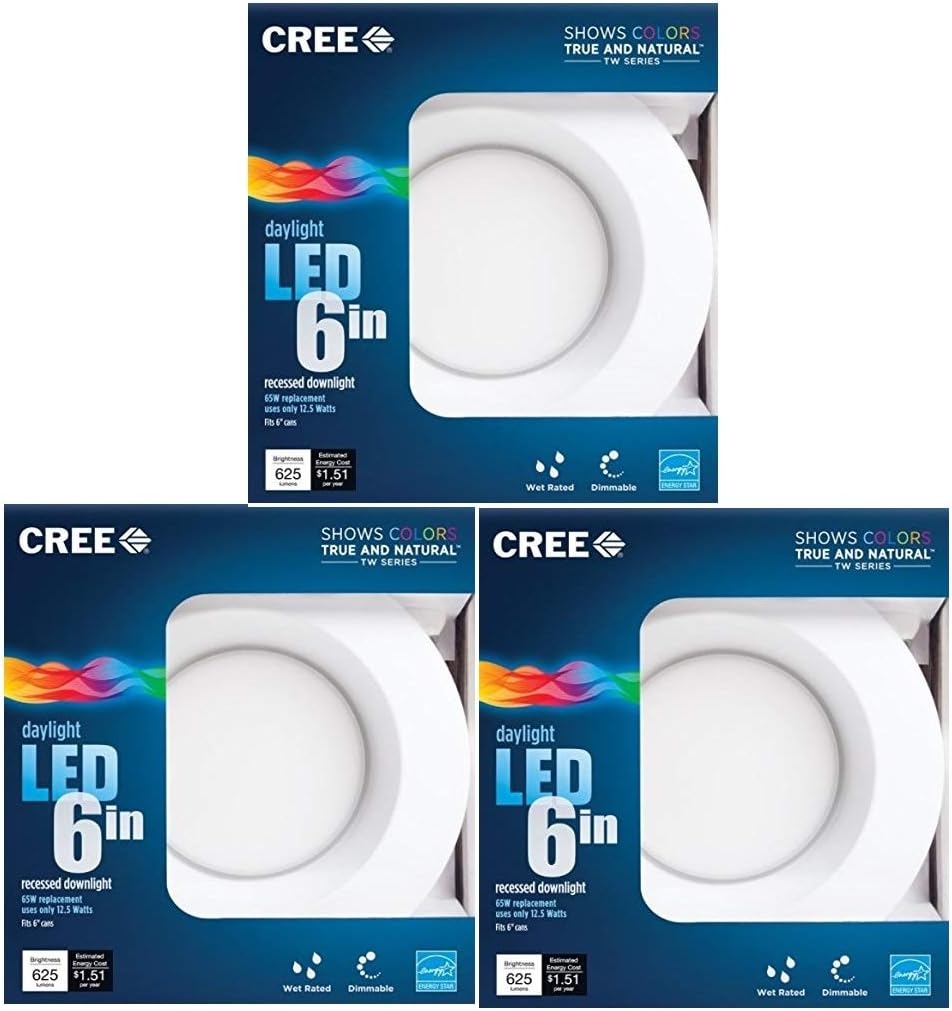 Cree-TW Series 6 in. 65W Equivalent, (12.5 watts), Daylight (5000K) LED Retrofit Recessed Downlight (3-pack)