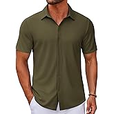 COOFANDY Men's Casual Button Down Short Sleeve Shirts Untucked Wrinkle Free Shirt Stretch Dress Shirts