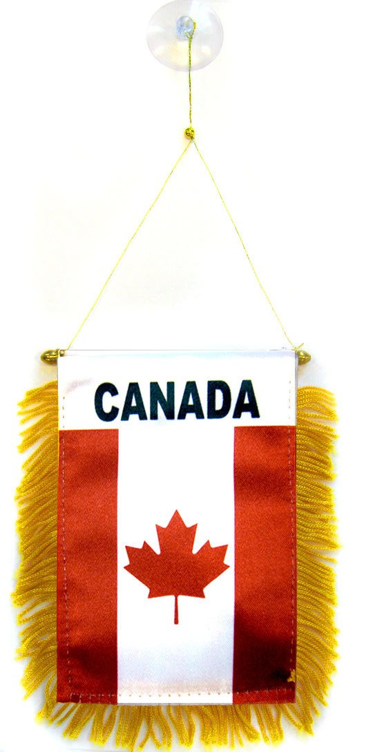 AZ FLAG - Canada Mini Banner - 6'' x 4'' - 100% Polyester Canadian Small Pennant for Car - Double-sided Flag with Suction Cup Hanger