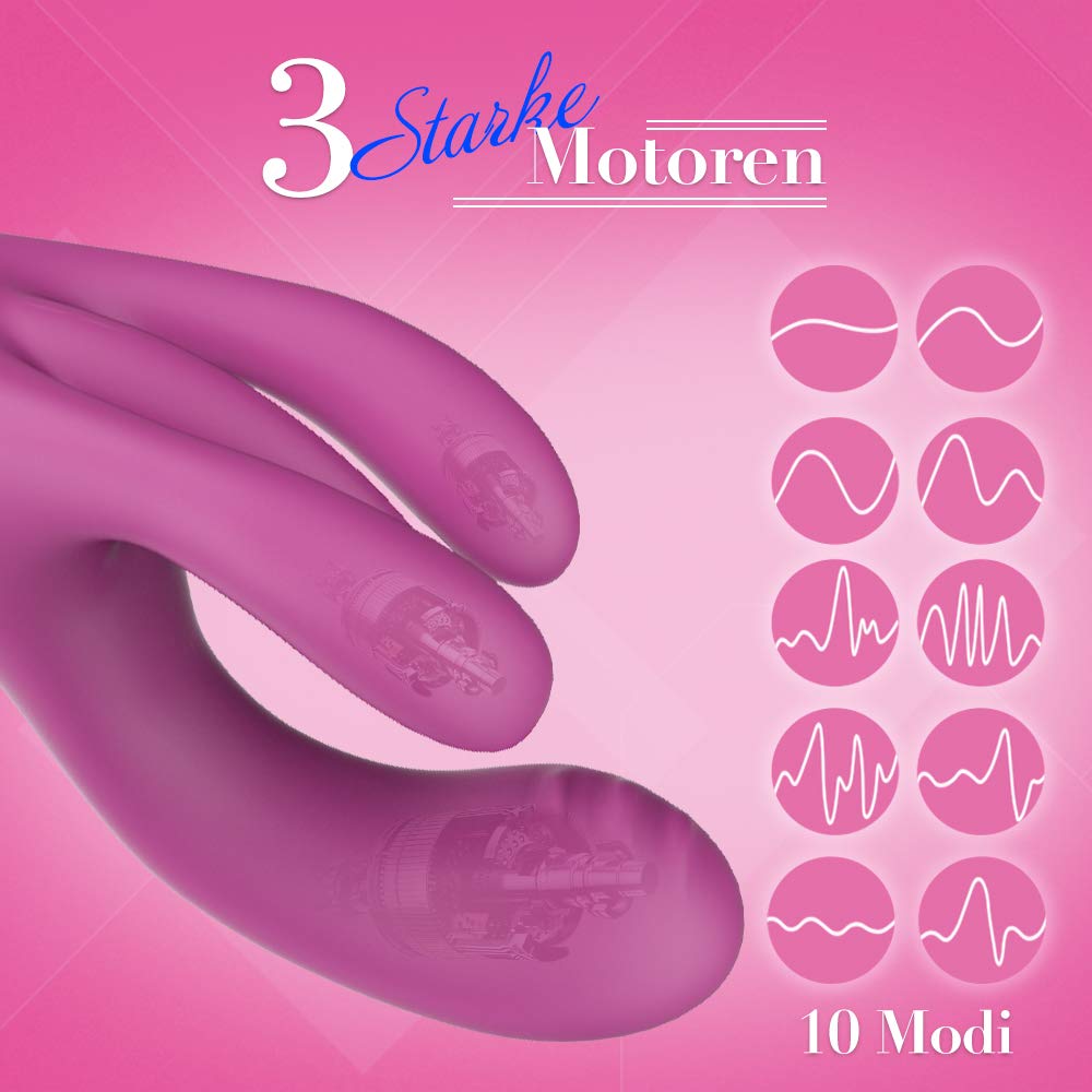 Fondlove Klitoris Vibratoren für Sie G-Punkt Vibrator mit 3 Motoren Klitoris Stimulator Sexspielzeug für Frauen und Paare Rabbit Vibratoren Erotik mit 10 Modi Silikon