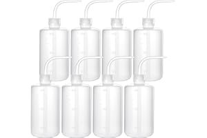 Lainballow 8Pcs 500ml/16oz Plastic Wash Bottles, Squeeze Tattoo Wash Bottles, Safety Lab Squeeze Bottle, Squirt Bottle with Narrow Mouth for Chemistry Industry Lab Tattoo Washing Watering(White)