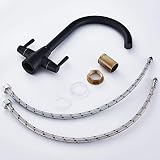 Heable Matte Black Kitchen Mixer Tap Dual Lever Swivel Spout UK Fittings view 6