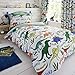 Happy Linen Company HLC Childrens Boys Girls Dinosaur Park Jurassic T-Rex Dino Green Reversible UK Single/US Twin Bedding Duvet Cover Set