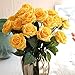 10 Pcs Real Touch Silk Artificial Rose Flowers Silk Gluing PU Fake Flower Home Decorations for Wedding Party or Birthday Garden Bridal Bouquet Flower Saint Valentine's Day Gifts Party Event(Yellow)
