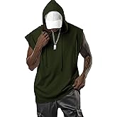 Aixdir Men's Workout Hooded Tank Tops Bodybuilding Muscle Cut Off T Shirt Sleeveless Gym Hoodies