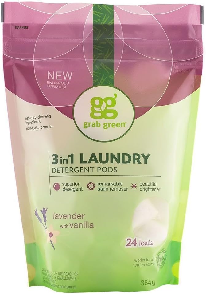 Grab Green Natural 3in1 Laundry Detergent Pods, Lavender with Vanilla