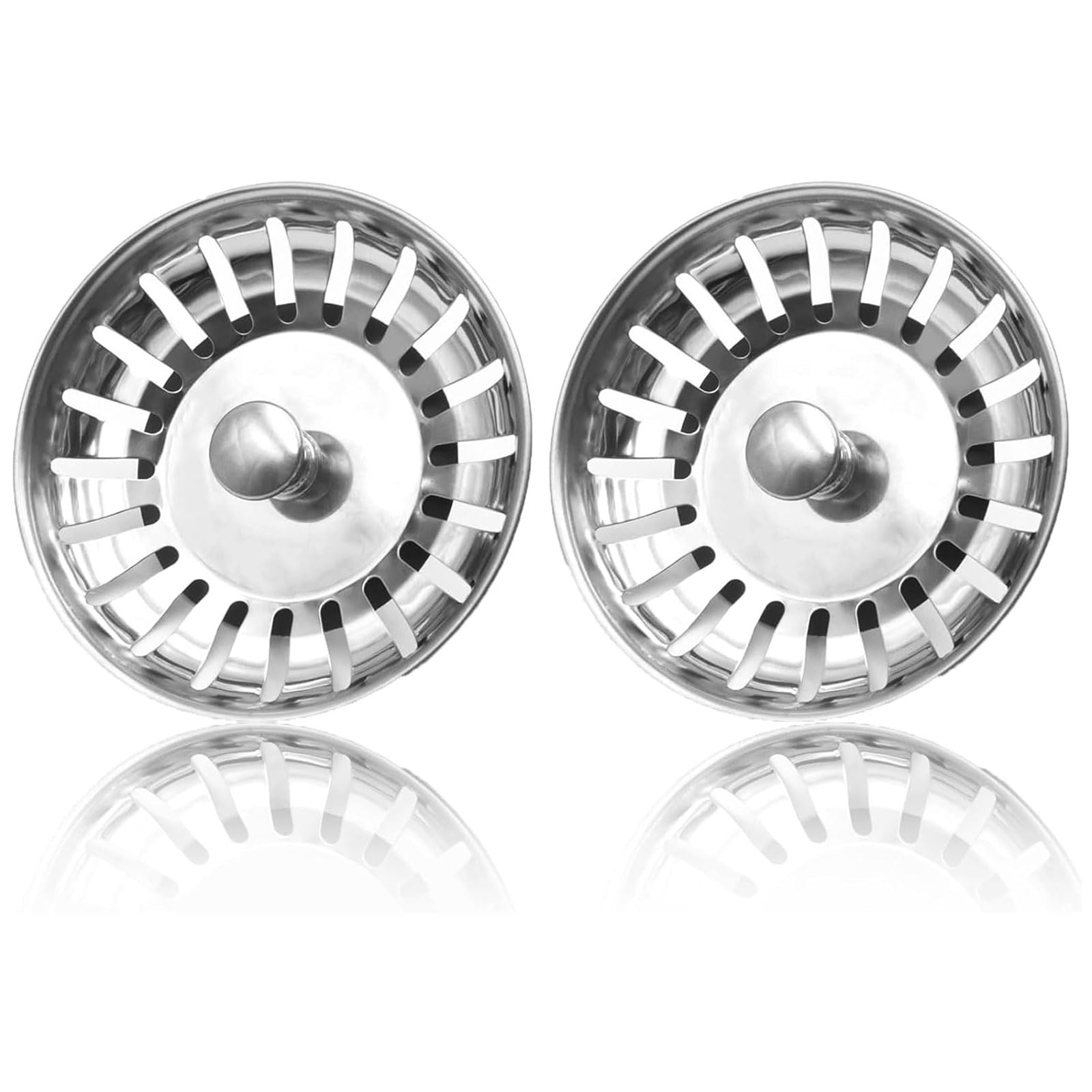 RSYHVG 2PCS Sink Strainer Plug,Kitchen Sink Stainless Steel Thicken Strainer waste Plug,Sized for UK Sinks(Diameter:77mm)