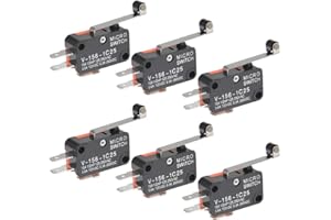 OTYMIOW 6PCS V-156-1C25 Micro Limit Switch, Micro Switch with Hinge Roller Momentary SPDT Snap Action for Arduino CYT1046, Mi