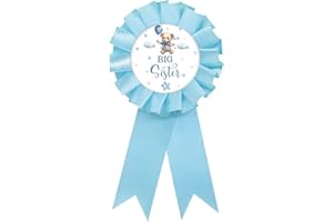 SUPERLUBY Baby Bear Big Sister Tinplate Badge Pin, Cute Bear Sister to Be Pin, Bear Happy Birthday Button for Girl, Blue Rosette Birthday Girl Award Ribbon, Bear Themed Baby Shower Party Favors