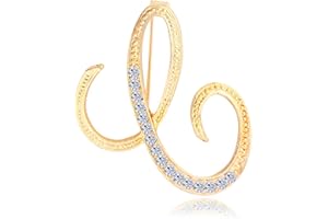 ETHOON Letter Brooch Pins Initial Rhinestone Brooch for Women Crafts Gold A-Z