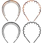 CLISPEED 4pcs Non-slip Hairband with Teeth Comb, Plastic Sharks Tooth Headband Skinny Hair Accessories Bands for Women Girls Men Teen