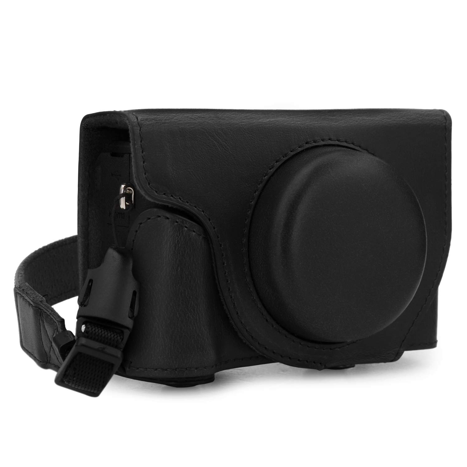 MegaGear MG1736 Ever Ready Leather Camera Case compatible with Canon PowerShot G5 X Mark II - Black