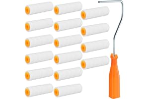 Honeydak 16 Pack Mini Paint Roller Small Paint Roller for Touch up Trim Edge or Corner, Extra Small Wool Brushes Tool for Window Frames Photo Frames (3 Inch)