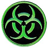Biohazard Symbol Embroidered Patch Iron-On Danger Symbol Zombie Green Logo