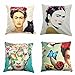Beautyonline 4Pcs Mexican Style Cotton Linen Throw Pillow Case Cushion Cover Pillow Covers Home Car Decor 17.7x17.7''